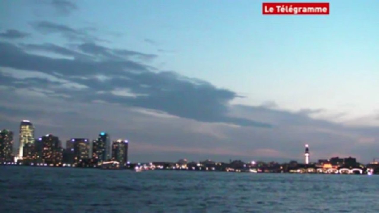 New York. Les gratte-ciels de Jersey City vus de Manhattan