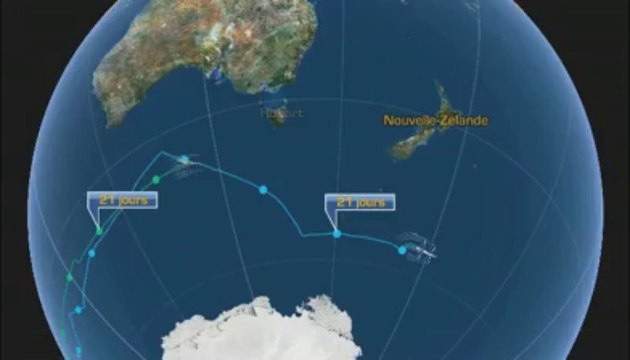 Trophée Jules-Verne. Cartographie après 29 jours de course
