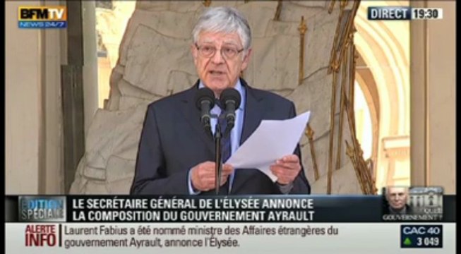 Elysée. L'annonce du gouvernement de Jean-Marc Ayrault