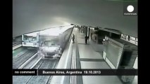 Argentina: Security camera captures train crash