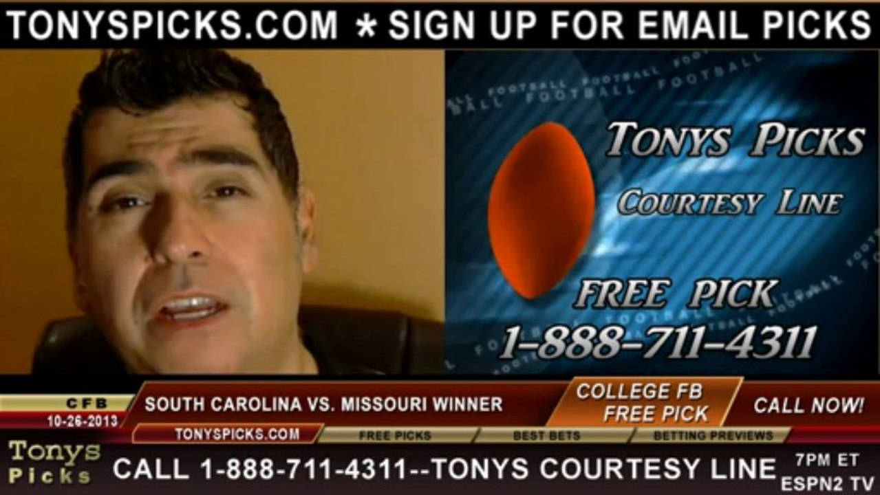 Missouri Tigers vs. South Carolina Gamecocks Pick Prediction College Football Odds Preview 10-26-2013