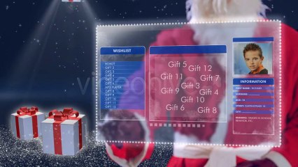 Santa Claus choosing gifts. Wishlist-Touchscreen - After Effects Template