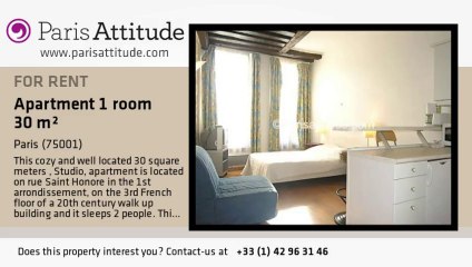 Studio Apartment for rent - Palais Royal, Paris - Ref. 6120