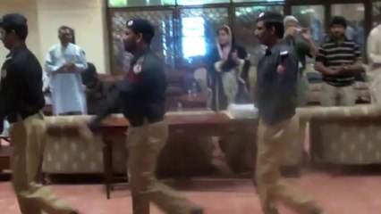 R M Dilawar recieving guard of honour at Allama Iqbal International airport