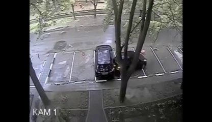 The Worst driver EVER! Crash on an empty parking. WTF?