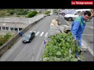 Guingamp. Travaux sur un mur qui menaçait de tomber 10 m plus bas