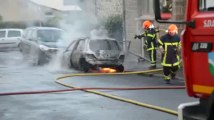 Saint-Brieuc. Une voiture en feu rue de la Tullaye
