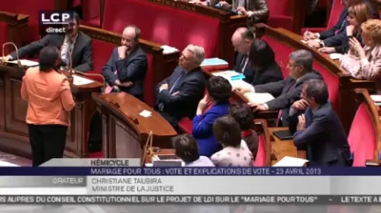 Mariage pour tous. Discours de Christiane Taubira suite au vote de la loi