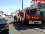 Quiberon. Feu entre un hangar et une maison