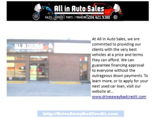 Loan Payments with a Winnipeg Bad Credit used car loan