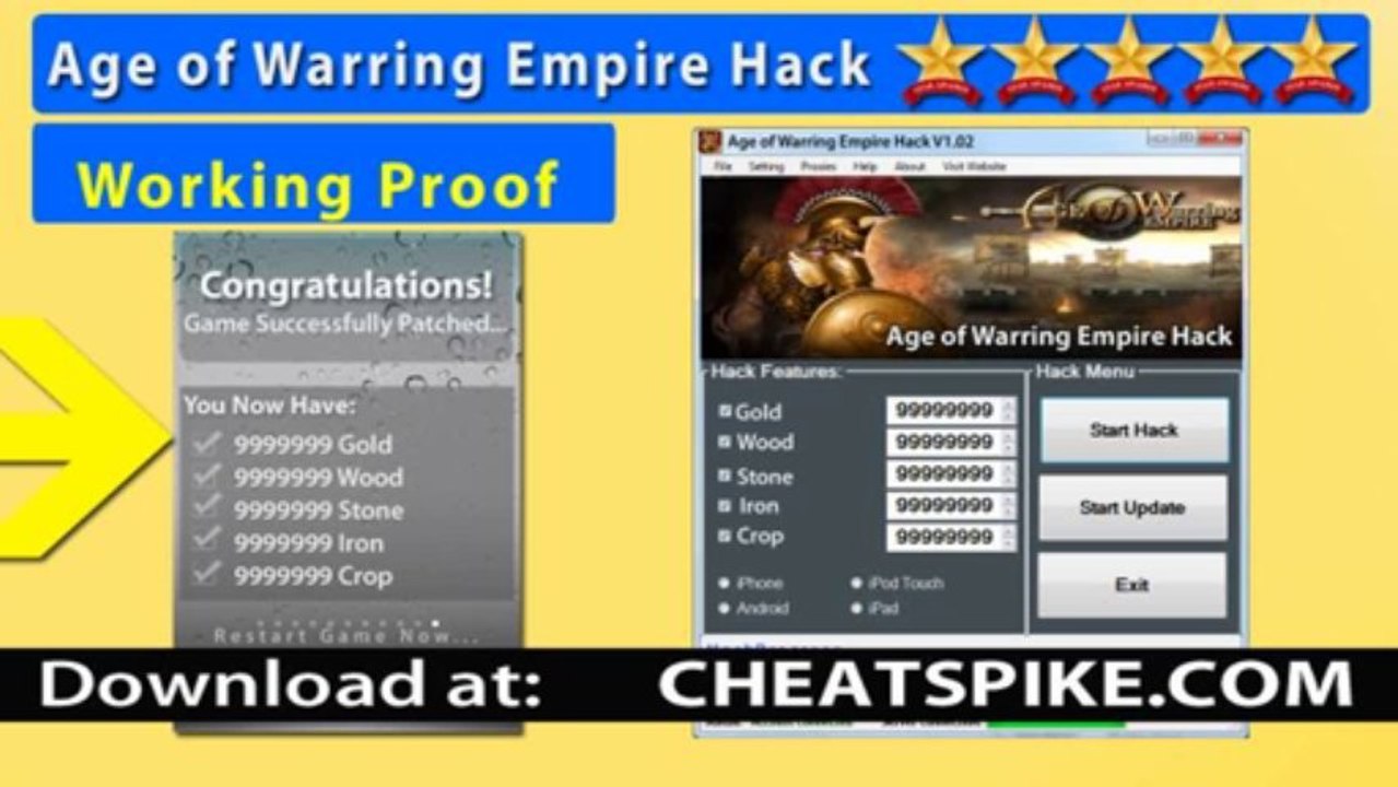 Age of Warring Empire Hack 9999999 Resources For iOS *Updated Age of Warring Empire Cheat *
