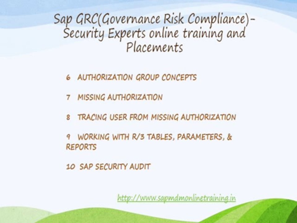 Sap GRC(Governance Risk Compliance) Security  Expects online Training and Placements