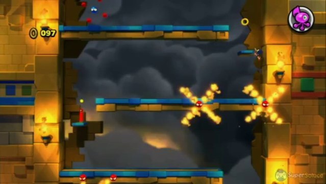 Soluce Sonic Lost World - Sky Road Zone 4 : 5 anneaux rouges / red star rings