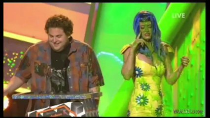 Katy gets slimed, wetted and caked.