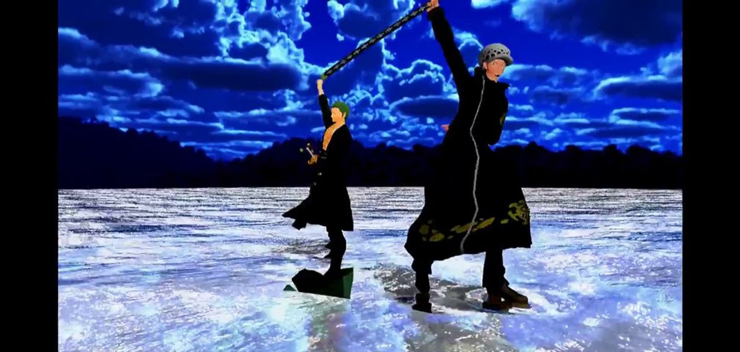 【MMD】ONEPIECEモデル所得記念 Bad_Apple!! をゾロ様とロー様に【HYBRID】で踊ってもらったん！_v01