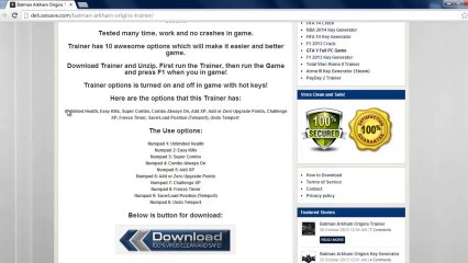 BATMAN ARKHAM ORIGINS TRAINER / CHEAT / HACK TELECHARGER [FRANCE]