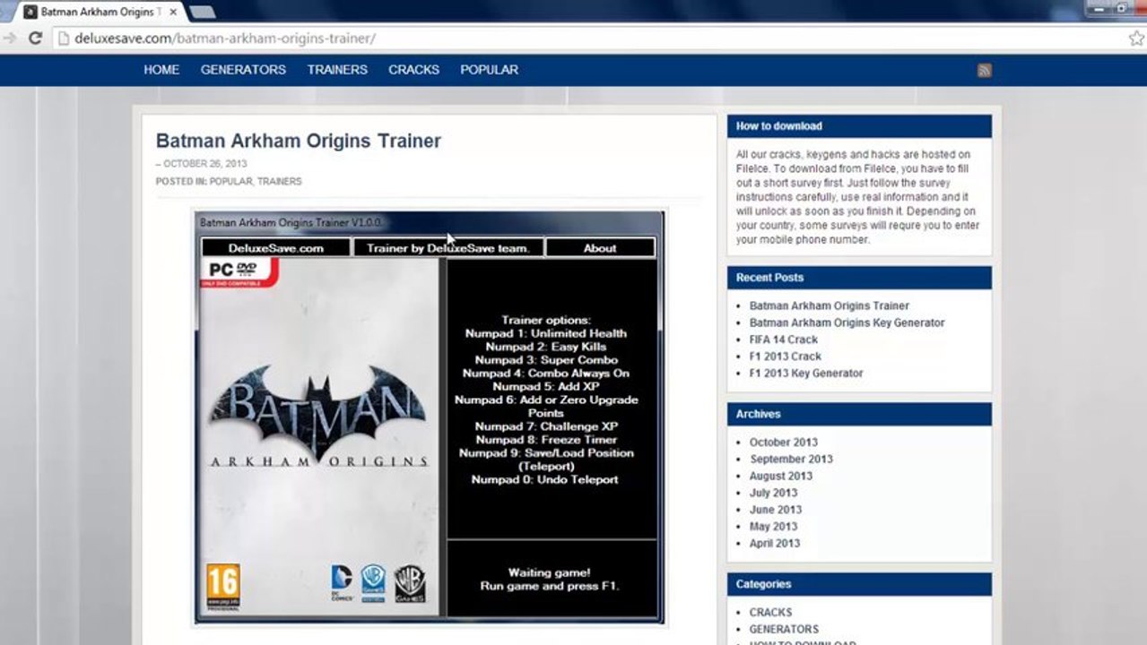 BATMAN ARKHAM ORIGINS TRAINER HACK CHEAT DOWNLOADEN [NETHERLAND]
