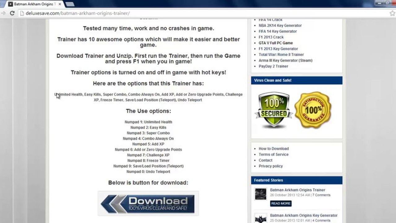 BATMAN ARKHAM ORIGINS TRAINER ˙˙ CHEAT HACK DESCARGAR [SPAIN]