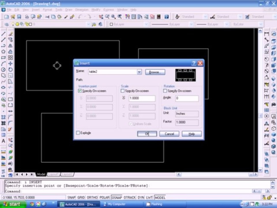 Autodesk - Auto CAD 2006/2008 - Exercise 3 - Insert block 