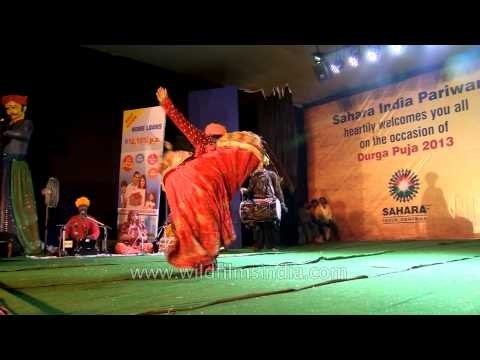 Kachchi Ghodi, folk dance of Rajasthan being performed during Durga Puja celebrations in CR Park