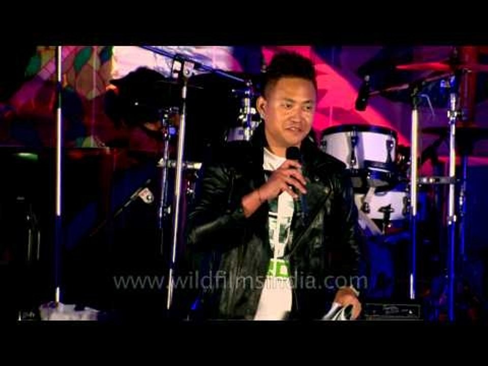 Emcee Tabyo entertains crowd: At Ziro Music Festival