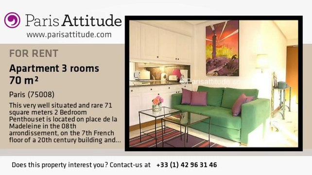2 Bedroom Penthouse for rent - Madeleine, Paris - Ref. 4940