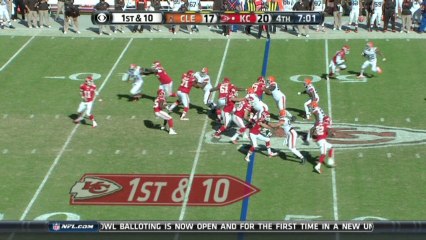 Browns defense, sack, 5-yd loss