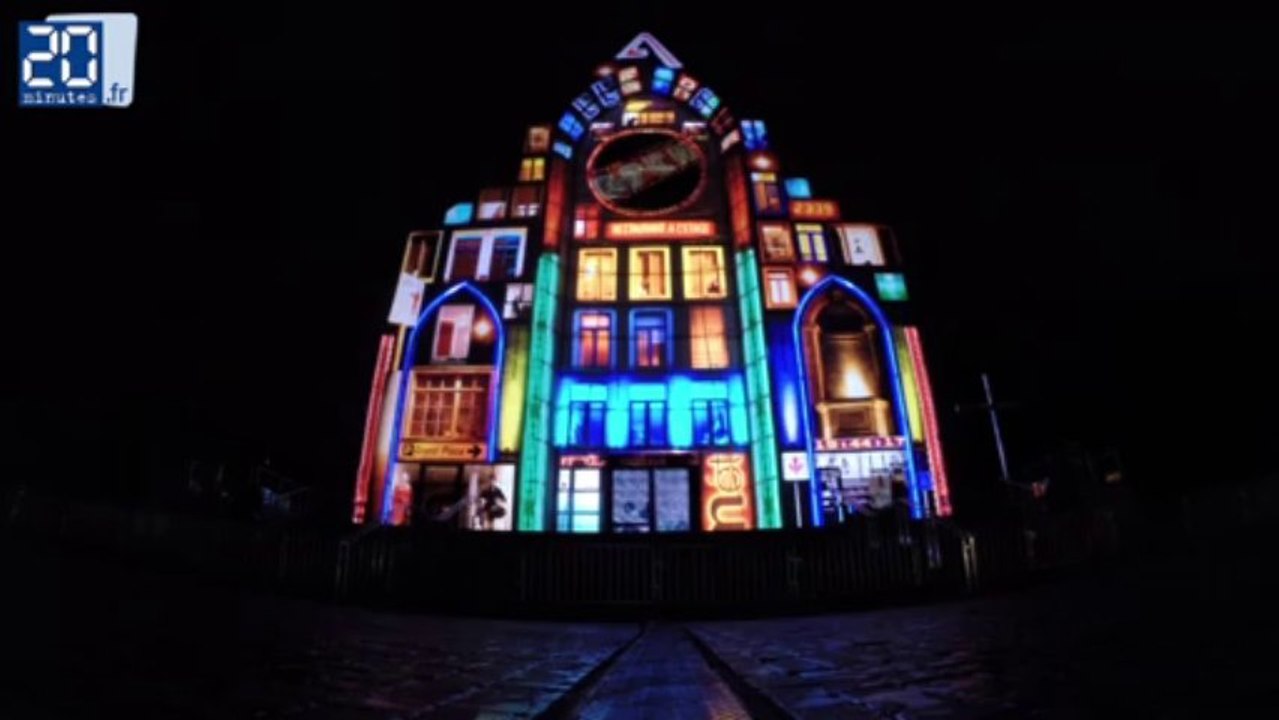 Mapping sur la façade de la cathédrale de la Treille à Lille