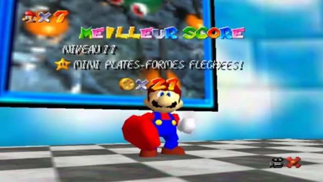 Super Mario 64 - Monde Trempé-Séché - Etoile 1 : Mini plates-formes fléchées !