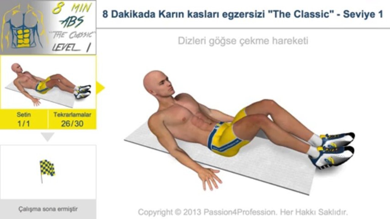 8 Dakikada Karın kasları egzersizi