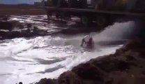 Holding A Big Water Pipe and FAIL... Th guys In the Water!