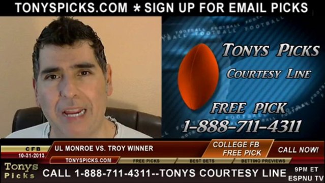 Troy Trojans vs. UL Monroe Warhawks Pick Prediction NCAA College Football Odds Preview 10-31-2013