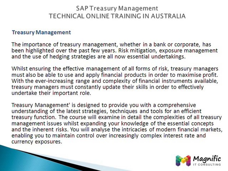 SAP TRM TECHNICAL ONLINE TRAINING IN AUSTRALIA@magnifictraining.com