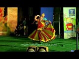 Rajasthani artist performing folk dance at CR Park Durga Puja