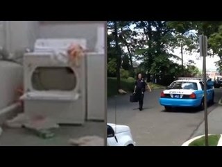 Stupid burglar hiding in DRYER caught by police after break in