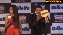 Jacqueline with Arbaaz & Rahul Dravid at Gillete razor event