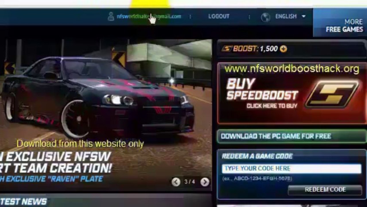 NFS World Hack [Boost and Money and Powerups and more] [2013] Original Link