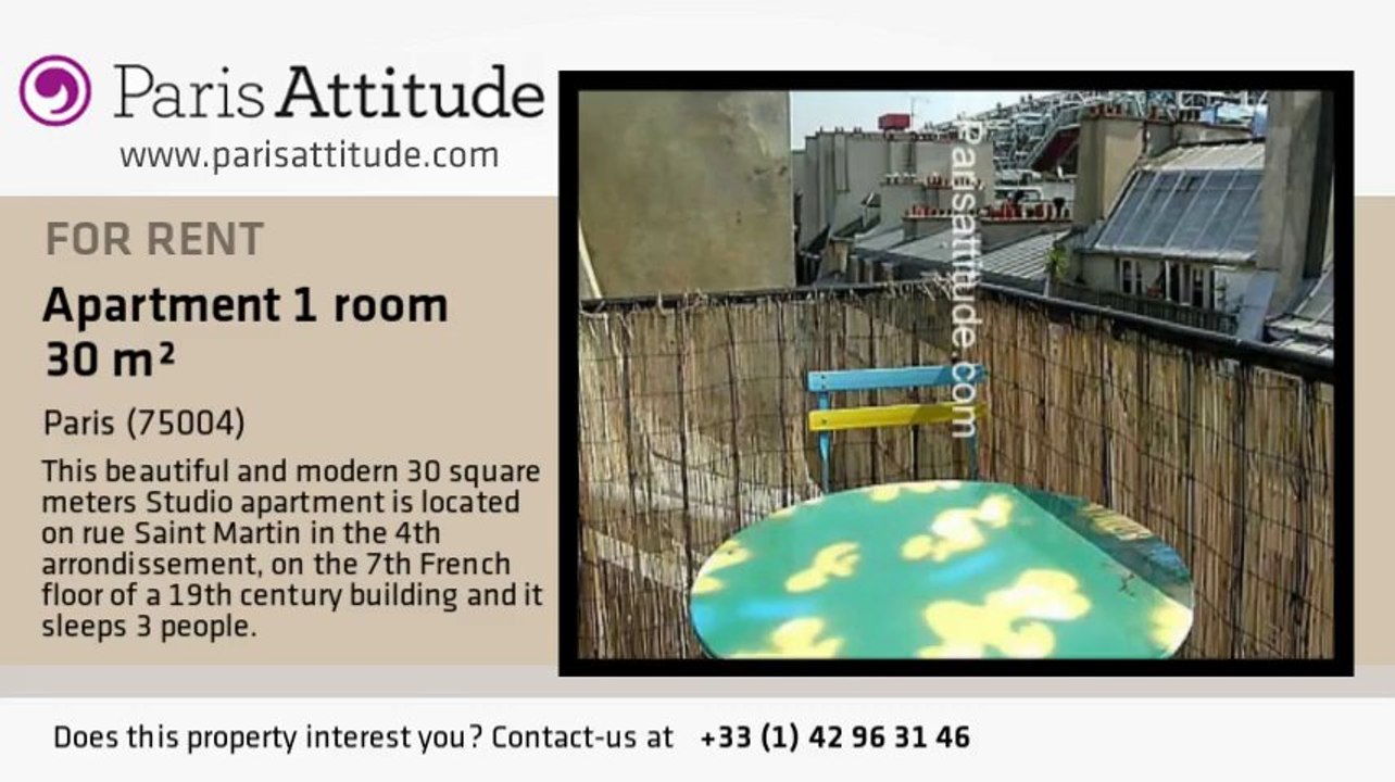 Studio Apartment for rent - Centre George Pompidou, Paris - Ref. 4739