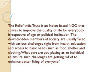 Rural Transformation by Relief India Trust