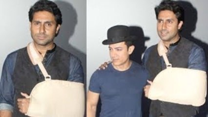 Injured Abhishek Bachchan Promotes Dhoom 3 !