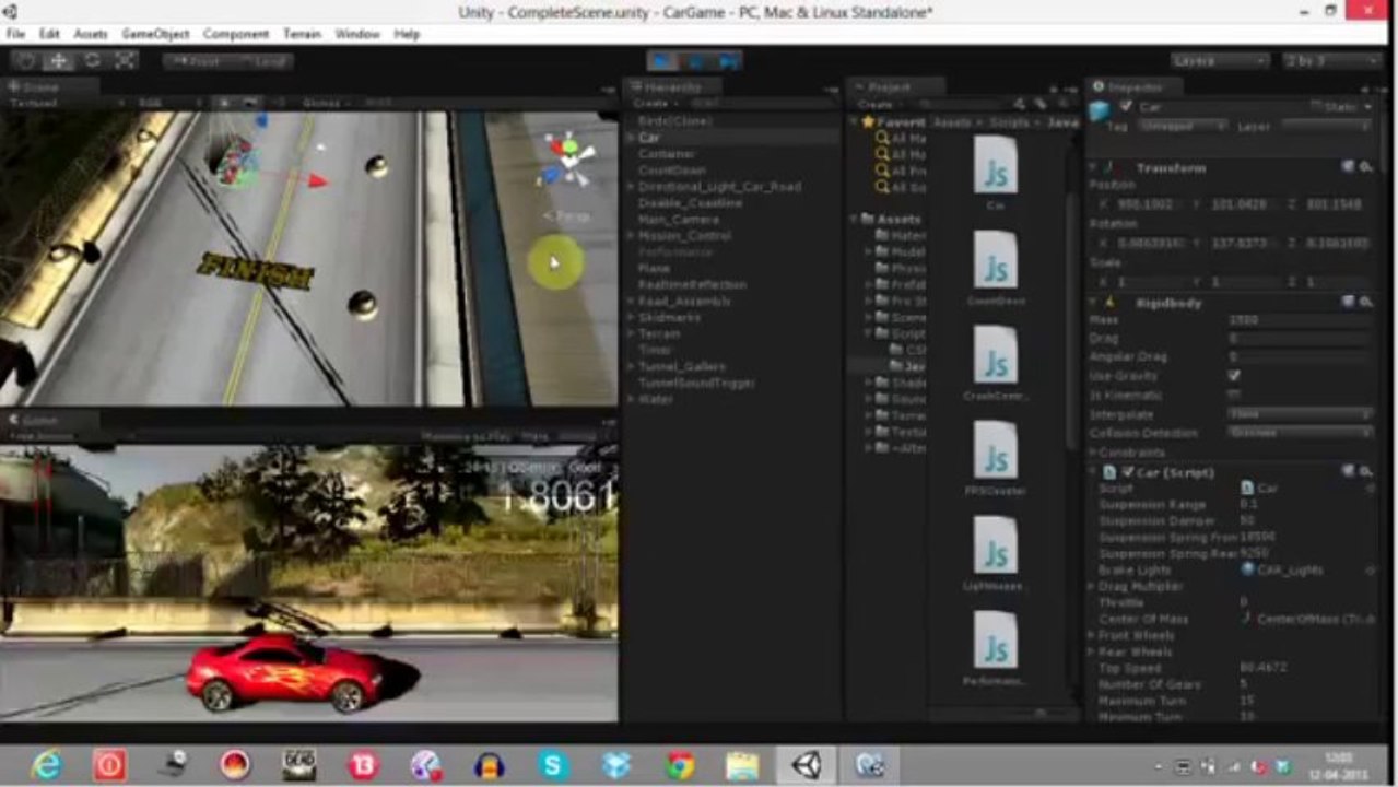 Game Creation Tutorial - 4 (Stop-the-car-on-reaching-finish-line)