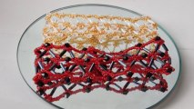 Tutorial beadwoven bracelet with bugle beads, bicones and seed beads
