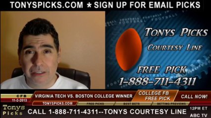 Boston College Eagles vs. Virginia Tech Hokies Pick Prediction NCAA College Football Odds Preview 11-2-2013