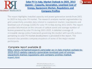 RnRMR : Solar PV in Italy, Market Outlook to 2025