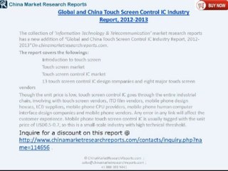 RnRMR: Touch Screen Control IC Industry in China 2013