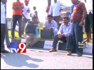 RTC bus turns turtle on Vijayawada Hyderabad highway