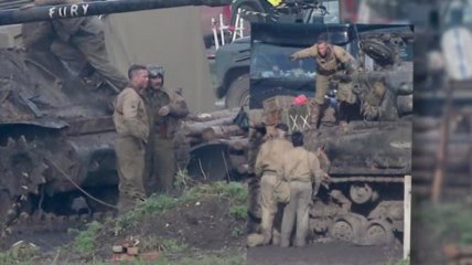 Brad Pitt in Action on WWII Tank Film 'Fury'