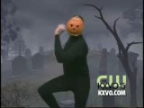 Pumpkin man dancing like Carlton on Ghostbuster music. Stupid dumb guy!