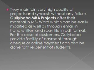 Gullybaba MBA Projects