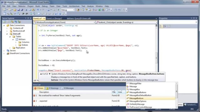 C# - INSERT data to SQL Server Compact 3.5 database file - YouTube